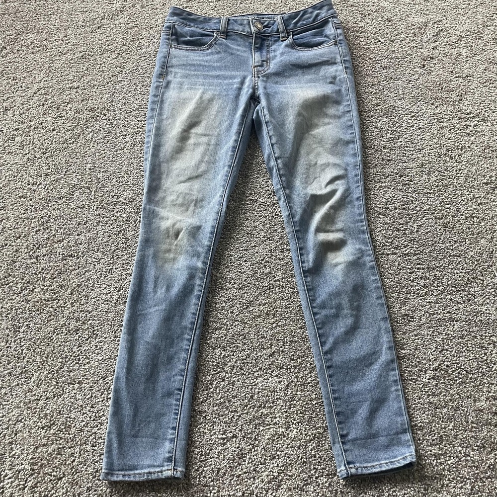 American Eagle Outfitters Jegging Jeans Womens 2 Short Light Wash Stretch Denim
